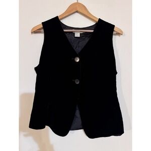 Silk Blend Vintage Ann Taylor Velvet Vest Cropped Black Fitted Sexy